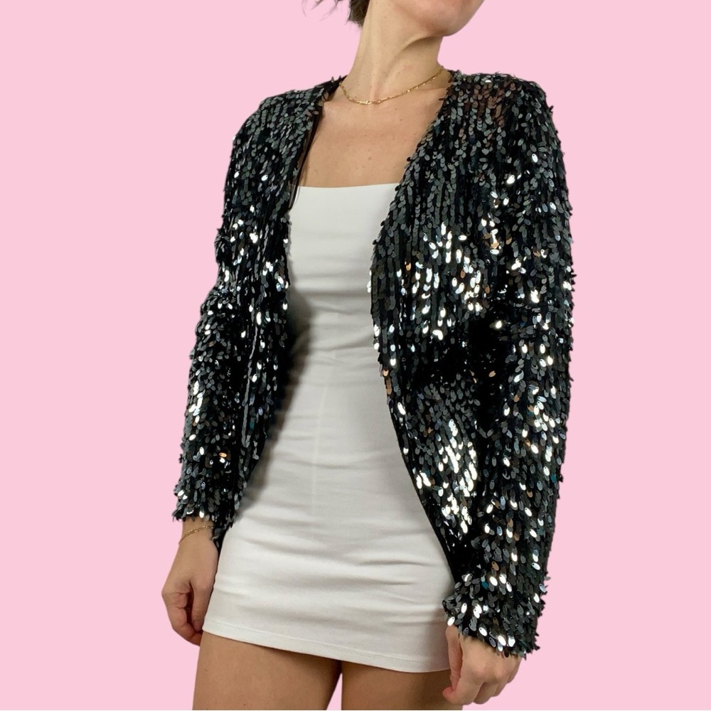 dazzling embellish sequin blazer